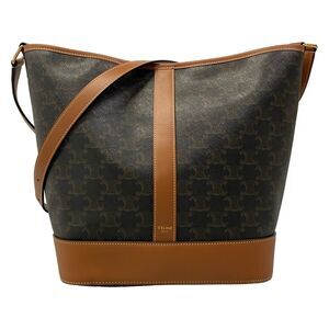Celine Medium Bucket Trionf Canvas Shoulder Bag 191132CAS.04LU Tan (Brown)